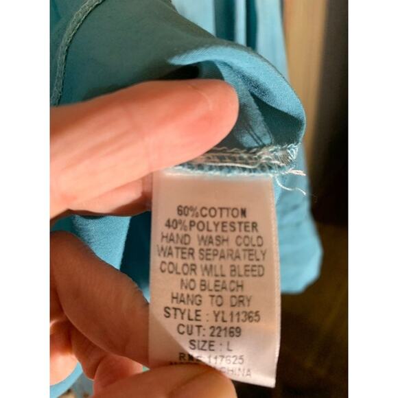 NWT OMBRÉ DIP DYE TURQUOISE BLOUSE - Picture 5 of 6